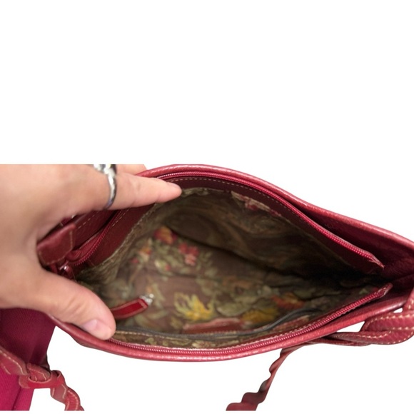 Brighton Cameron Deep Red Pebbled Leather Vintage Shoulder Bag - Picture 12 of 17